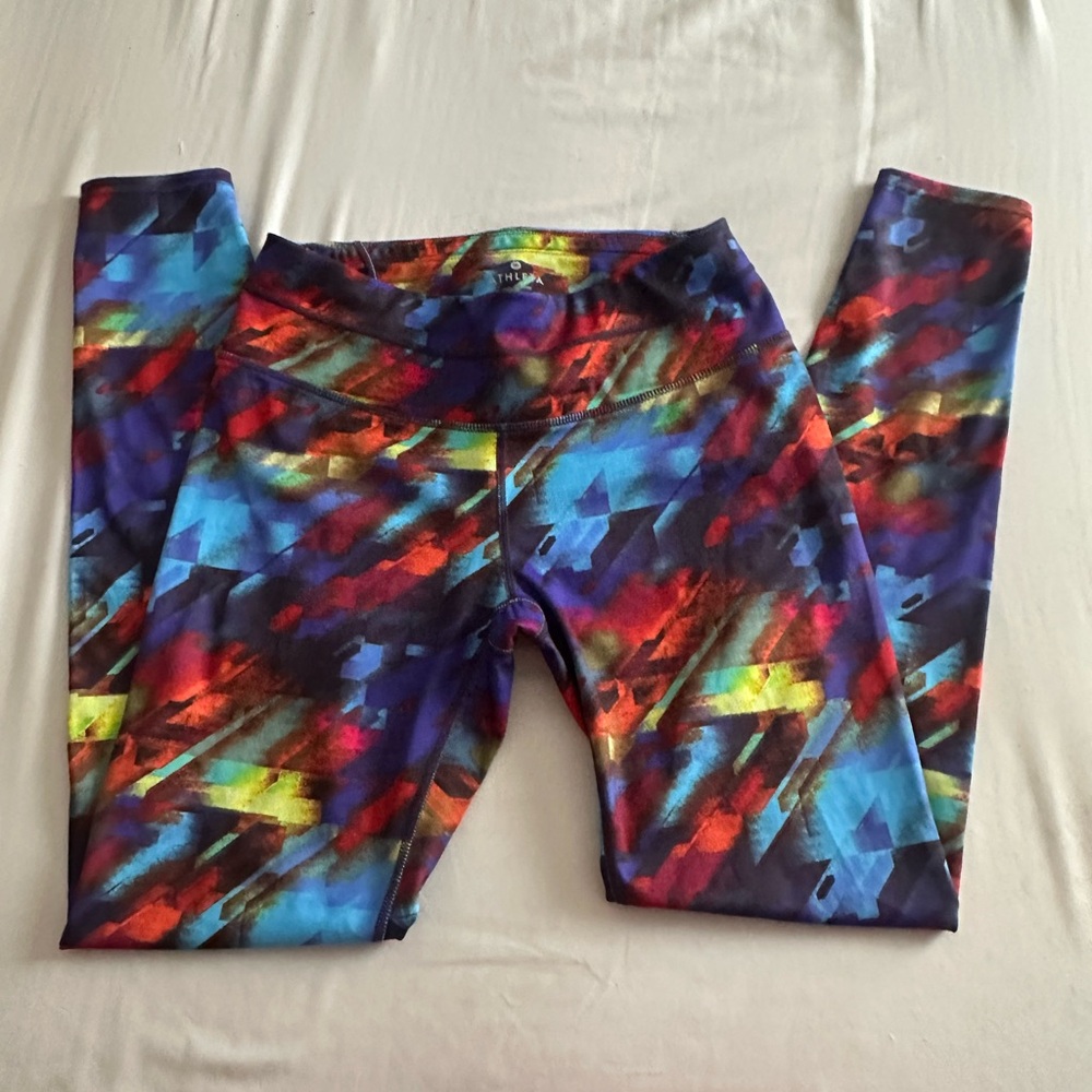 Athleta Red and Blue Artistic Leggings